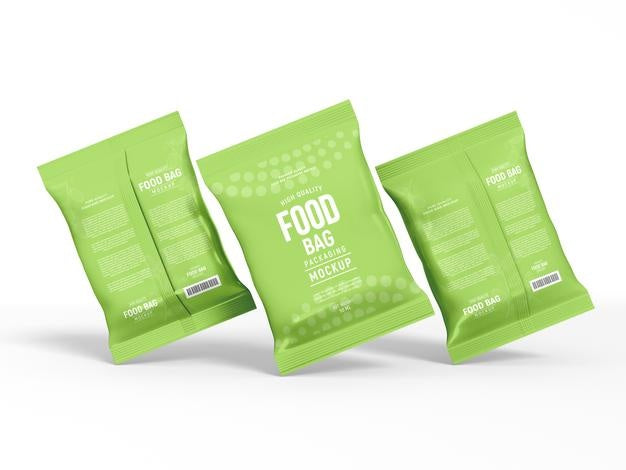 Free Glossy Foil Food Bag Packaging Mockup Psd