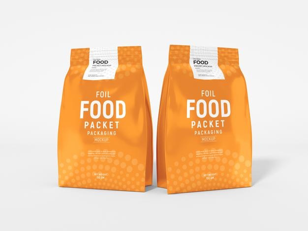 Free Glossy Foil Food Packet Mockup Psd