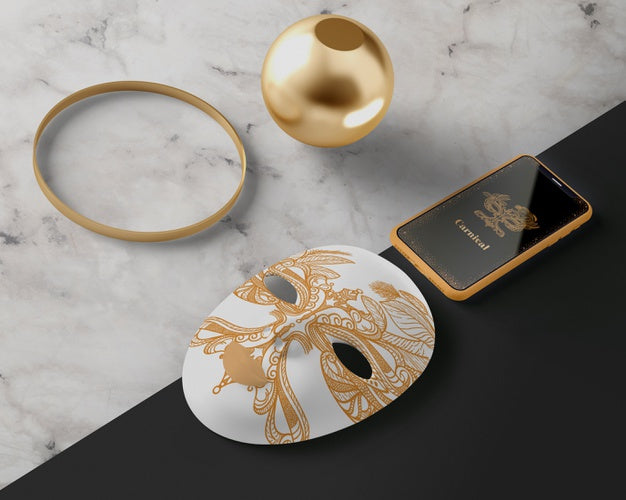 Free Golden Mask Prepared For Carnival Psd