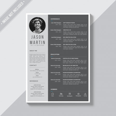 Free Grey Cv Template Psd