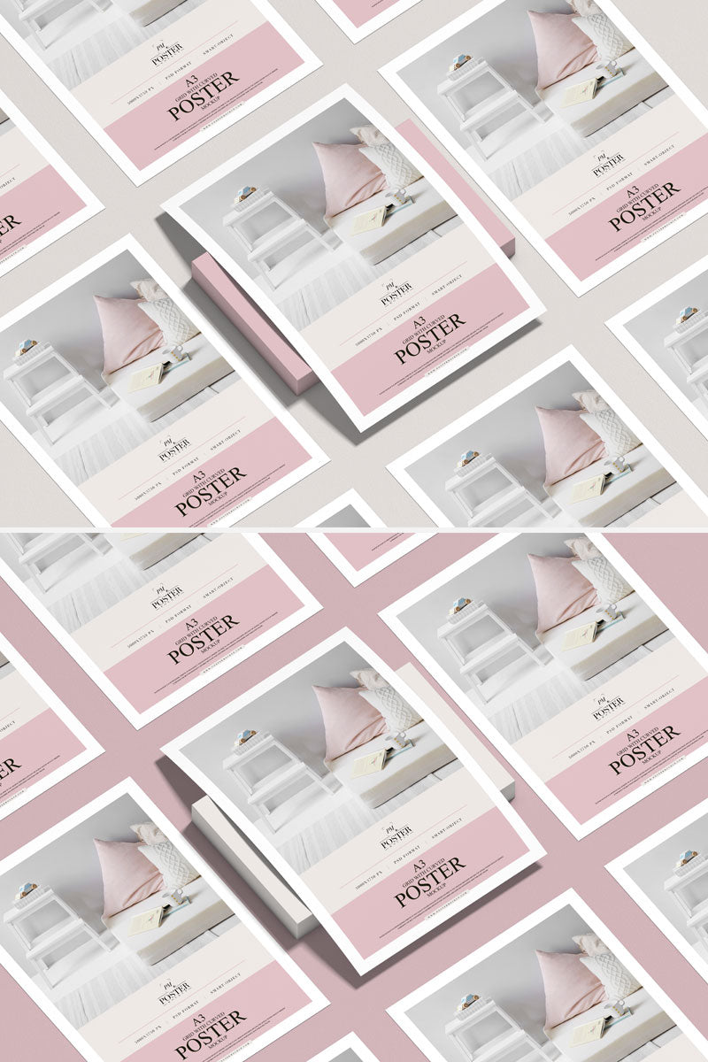 Free Grid Curved Poster Branding Mockup