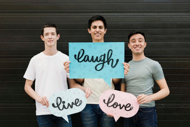 Free Group Of Male Friends Posing Psd