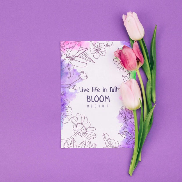 Free Group Of Tulips Next To Mockup Psd