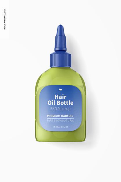 Free Hair Oil Bottle Mockup, Top View Psd
