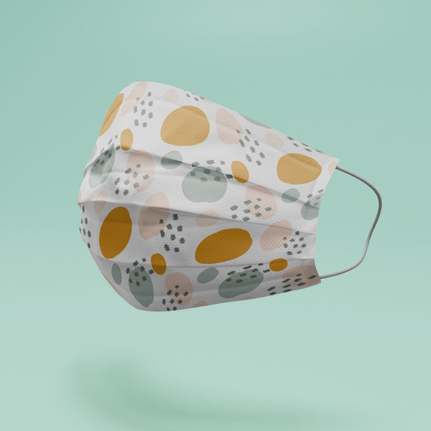 Free Handmade Face Mask Mockup With Abstract Shapes Psd