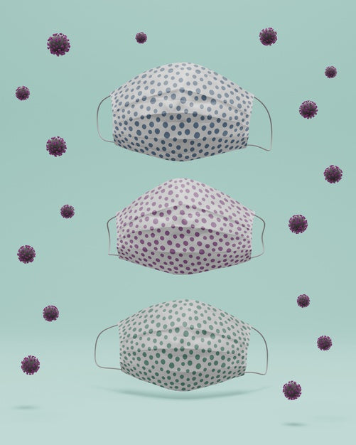 Free Handmade Face Masks Surrounded By Virus With Mock-Up Psd