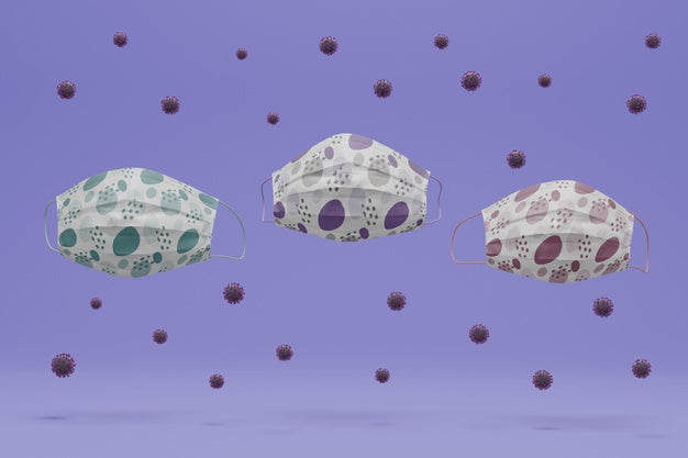 Free Handmade Face Masks Surrounded By Virus With Mock-Up Psd