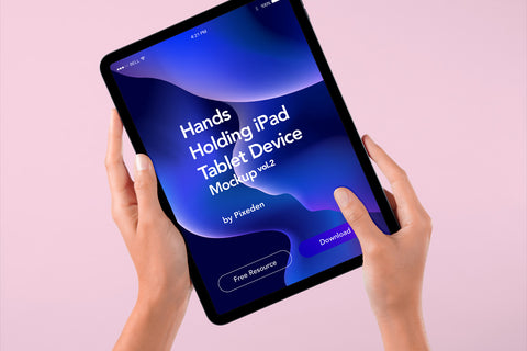 Free Hands Holding Psd Ipad Mockup Device