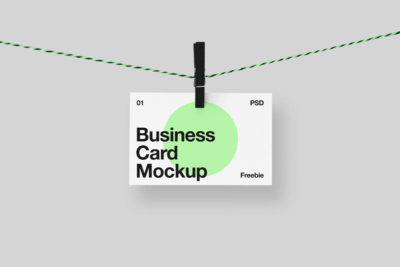 Free Hanging Business Card Mockup