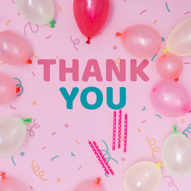 Free Happy Birthday Mock-Up With Balloons And Thank You Message Psd