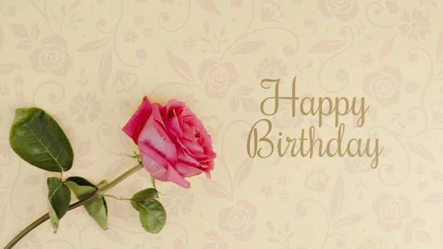 Free Happy Birthday Mock-Up With Rose Psd