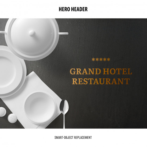 Free Header Restaurant Mockup. Psd