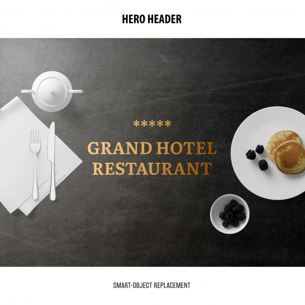 Free Header Restaurant Mockup. Psd
