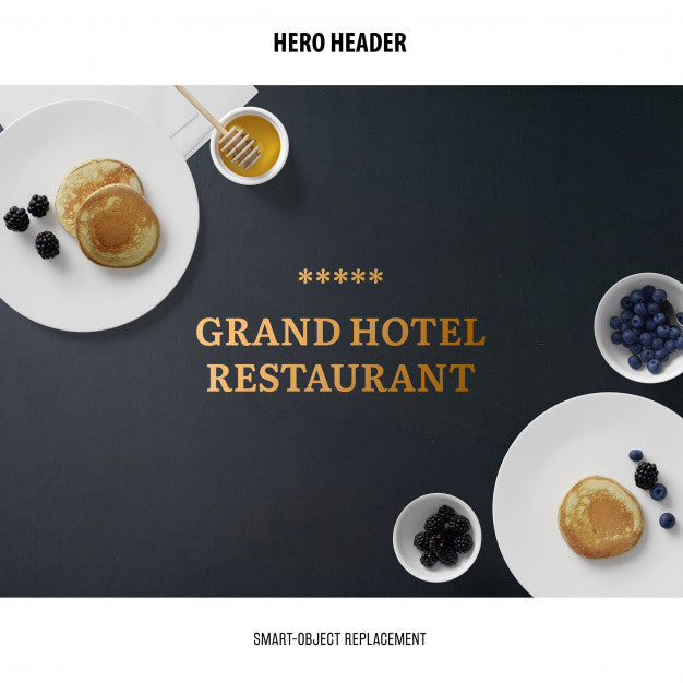 Free Header Restaurant Mockup. Psd