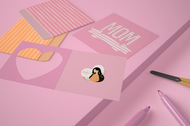 Free High Angle Arrangement For Mother'S Day With Card Psd