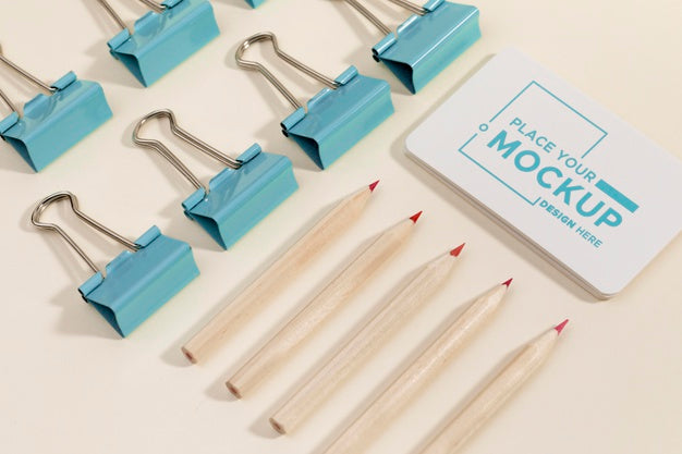 Free High Angle Arrangement With Stationery Elements Psd