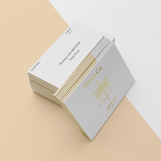 Free High Angle Assortment Of Mock-Up Business Card Psd