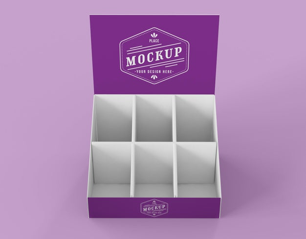 Free High Angle Minimalist Purple Exhibitor Mock-Up Psd