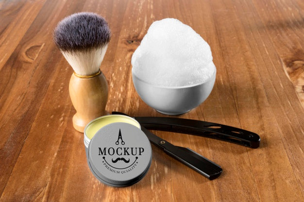 Free High Angle Of Beard Care Set With Shaving Foam And Brush Psd