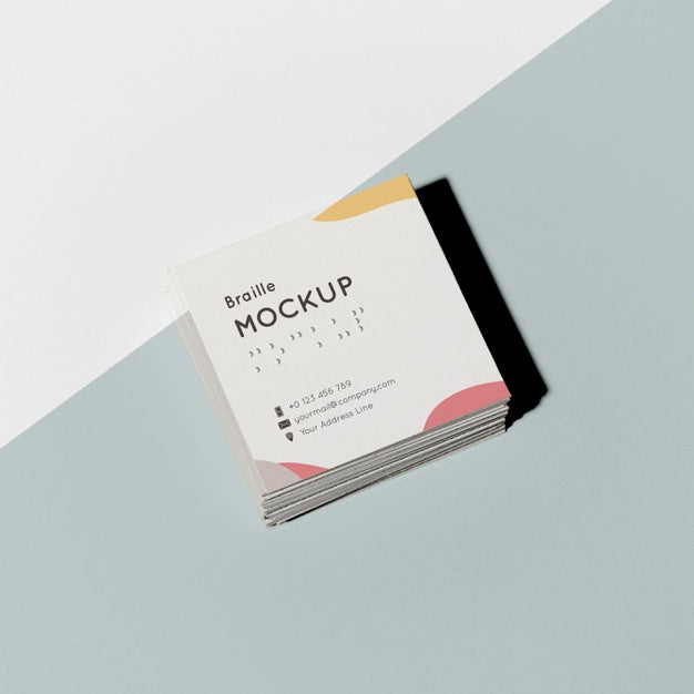 Free High Angle Of Business Cards With Embossed Braille Writing Psd