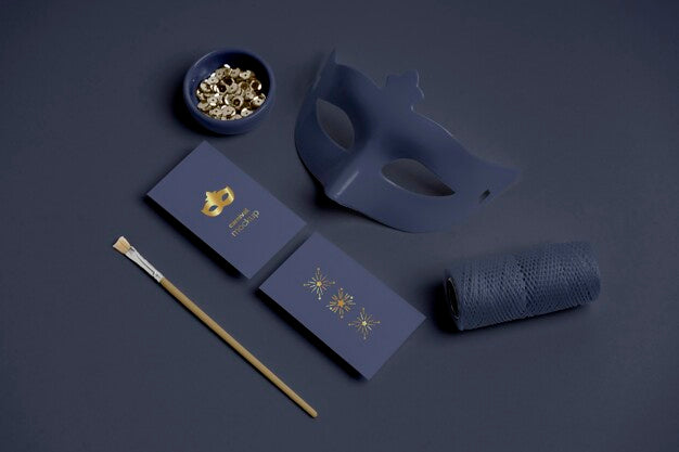 Free High Angle Of Carnival Invitations With Mask And Beads Psd