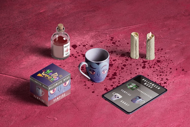 Free High Angle Of Halloween Dracula Concept Scene Creator Psd