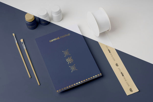 Free High Angle Of Minimalistic Carnival Invitation With Assortment Of Diy Items Psd