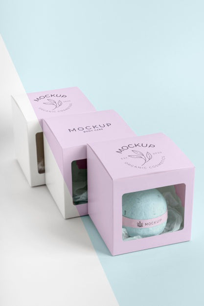 Free High Angle Pink Boxes Branding Psd