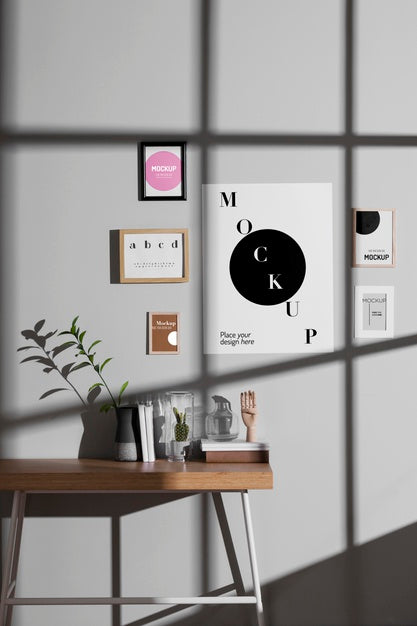 Free Home Decor Mock-Up Seen Through Window Shadows Psd