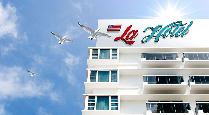 Free Hotel Building Logo Mockup Psd