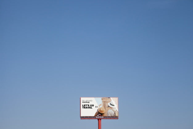 Free Huge Billboard Mockup On Blue Sky Background Psd