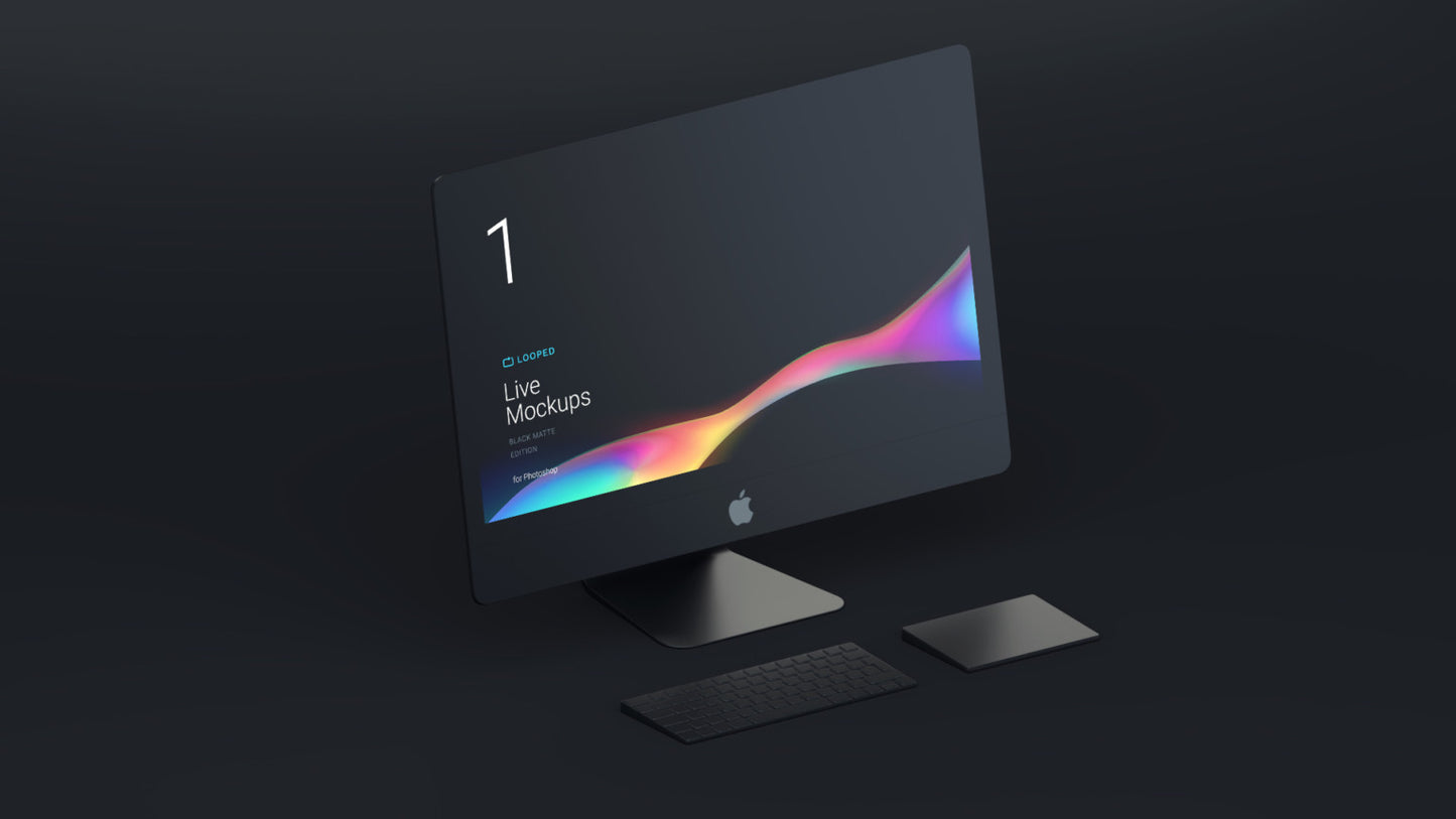 Free 8 Black Matte Apple Devices Mockups in Multiple Views