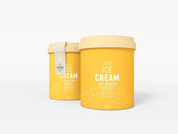Free Ice Cream Cup Packaging Mockup Psd