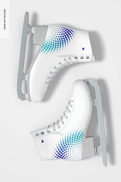 Free Ice Skates Mockup, Top View Psd