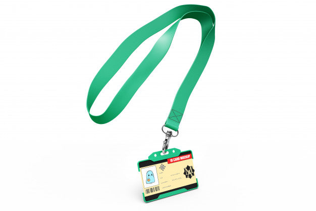 Free Id Card Mockup On Necklace Psd