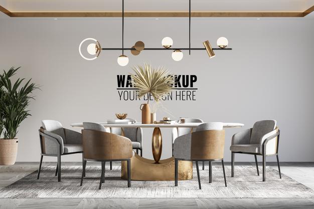 Free Interior Dining Room Wall Mockup Psd – CreativeBooster