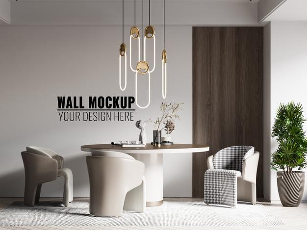 Free Interior Dining Room Wall Mockup Psd – CreativeBooster