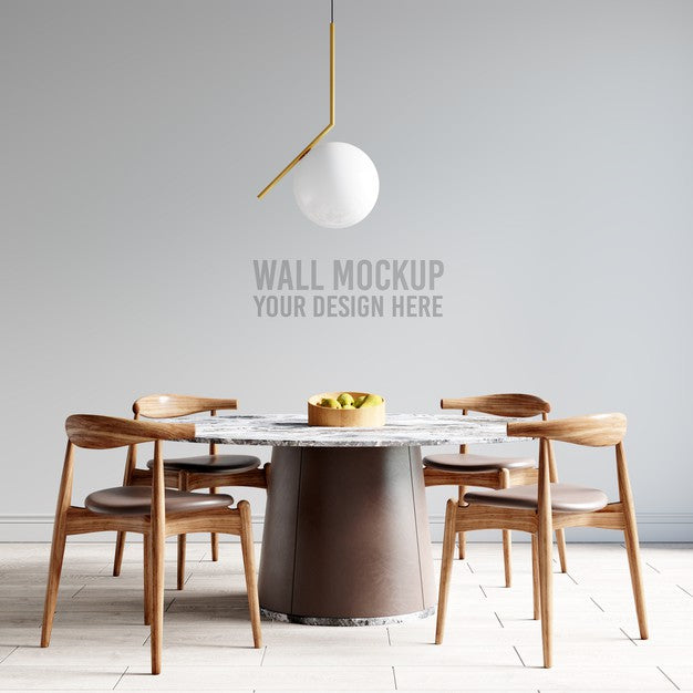 Free Interior Dining Room Wallpaper Mockup Psd – CreativeBooster