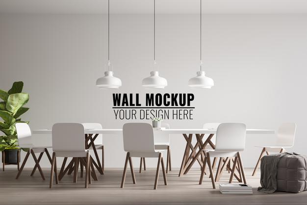 Free Interior Modern Office Meeting Room Wall Mockup Psd