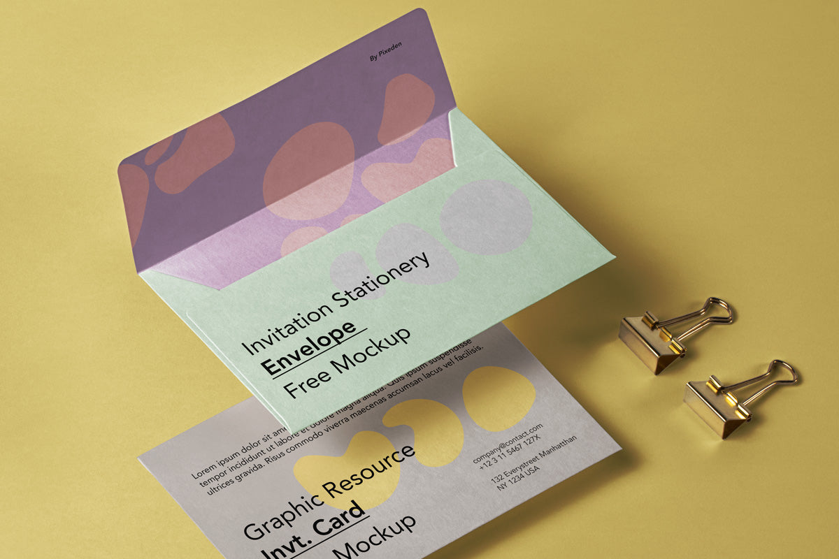 Free Invitation Psd Envelope Mockup Set
