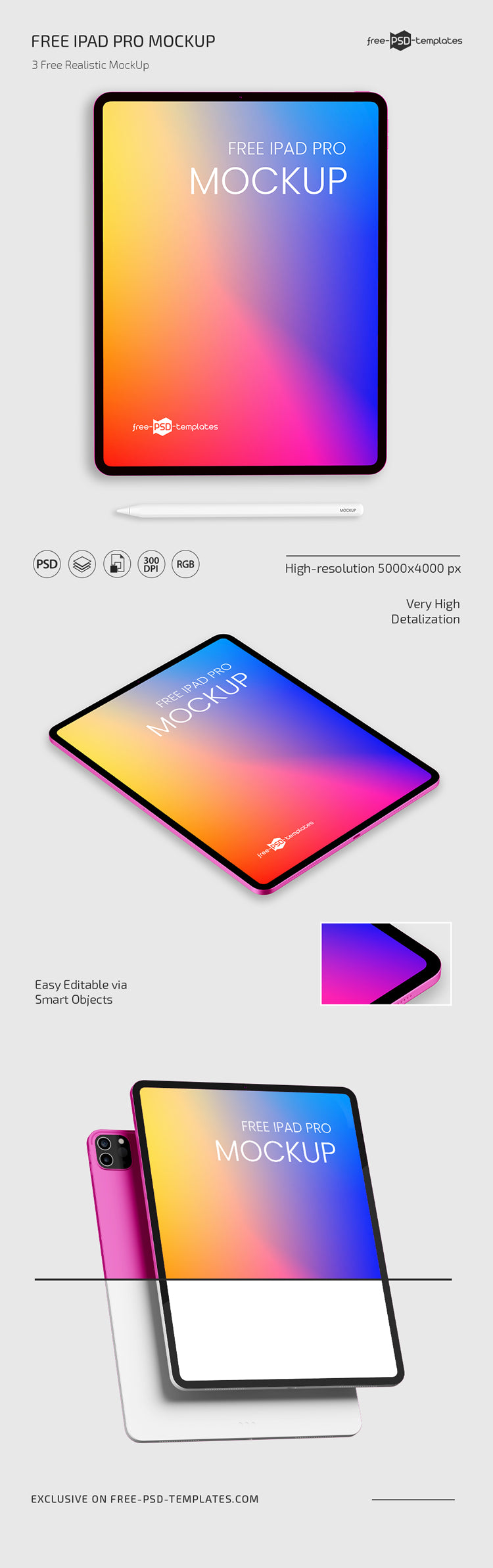 Free Ipad Pro Mockup Set