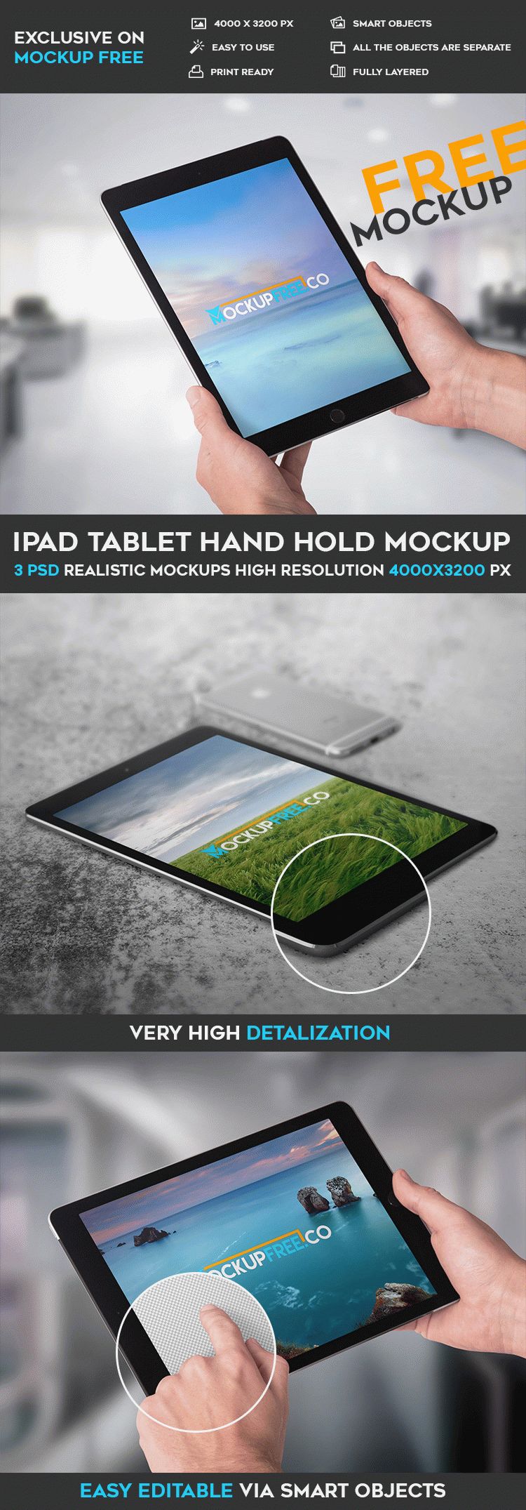 Free Ipad Tablet Hand Hold – Psd Mockup