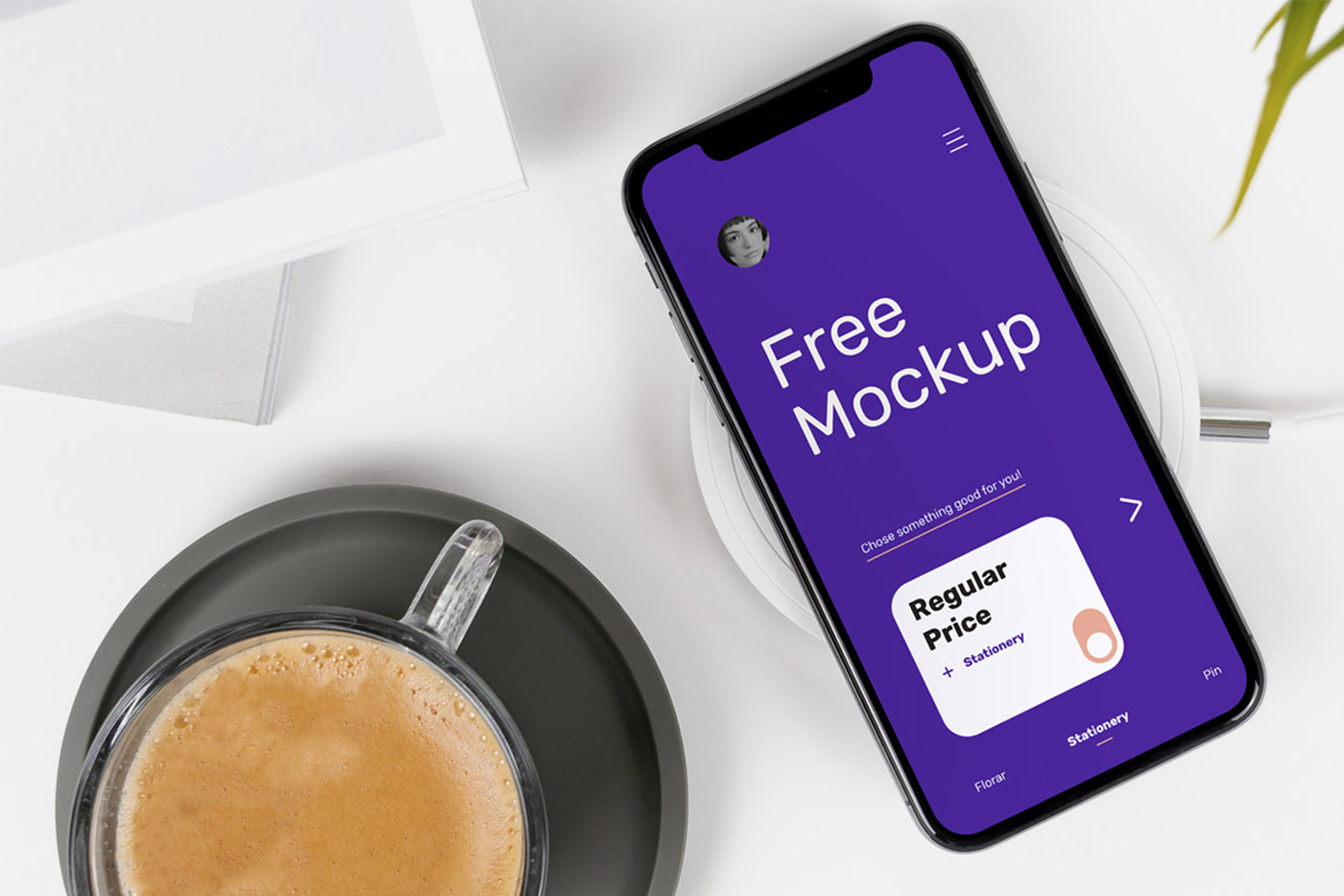 Free Iphone X On Desk Mockup