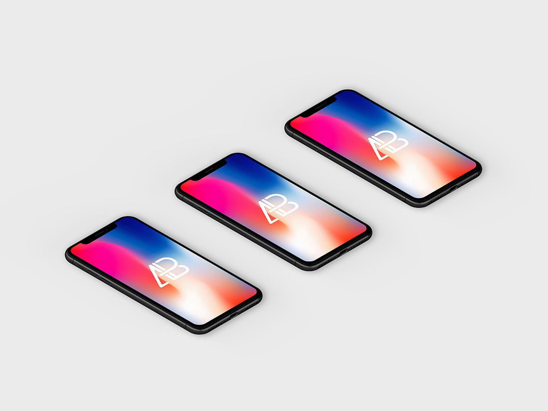 Free Isometric Iphone X Mockup Vol.4