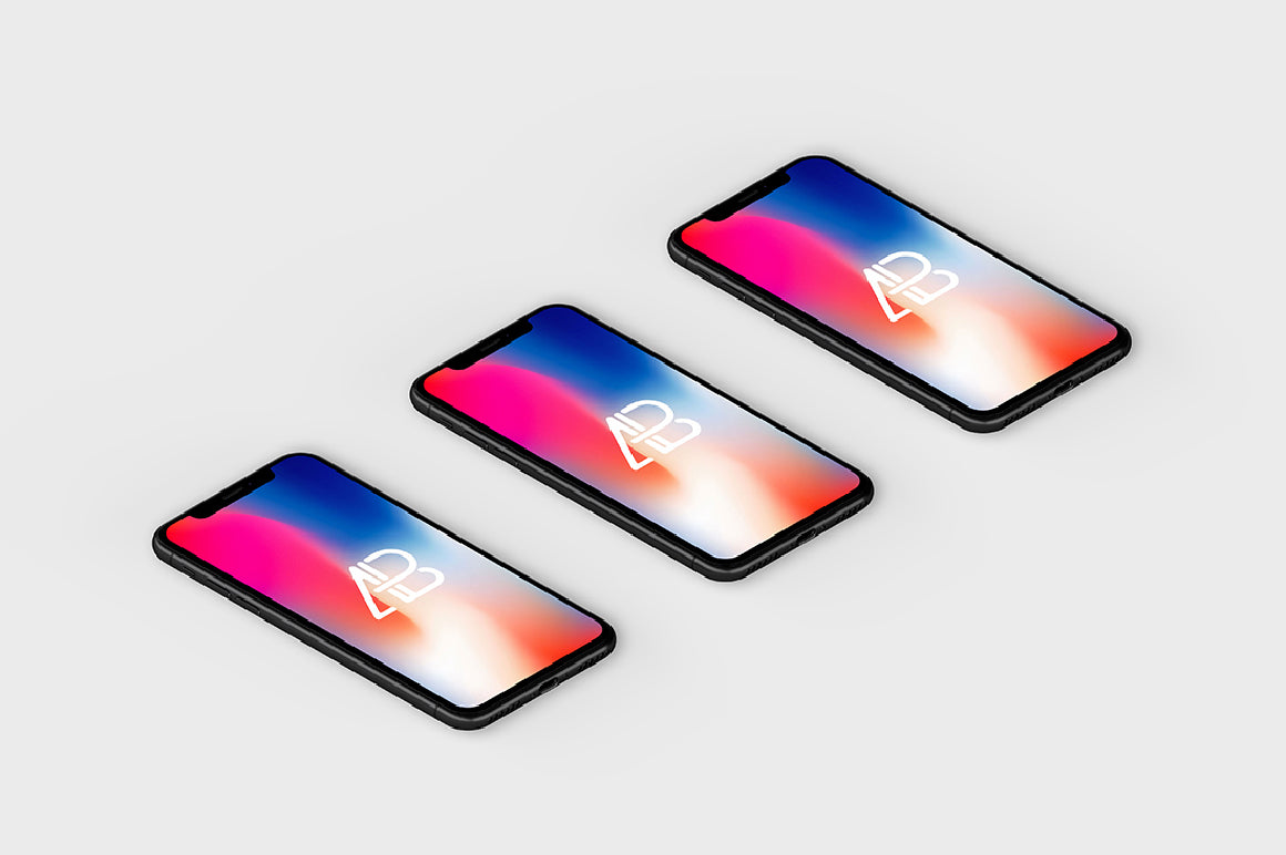 Free Isometric Iphone X Mockup Vol.4