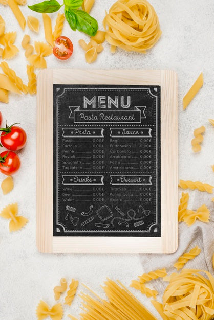 Free Italian Menu And Pasta Above View Psd