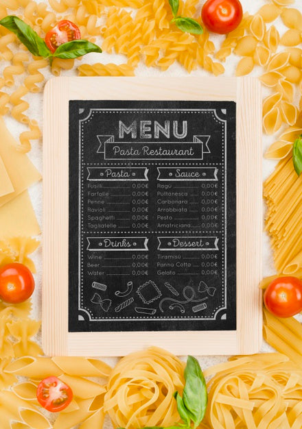 Free Italian Menu And Pasta Top View Psd