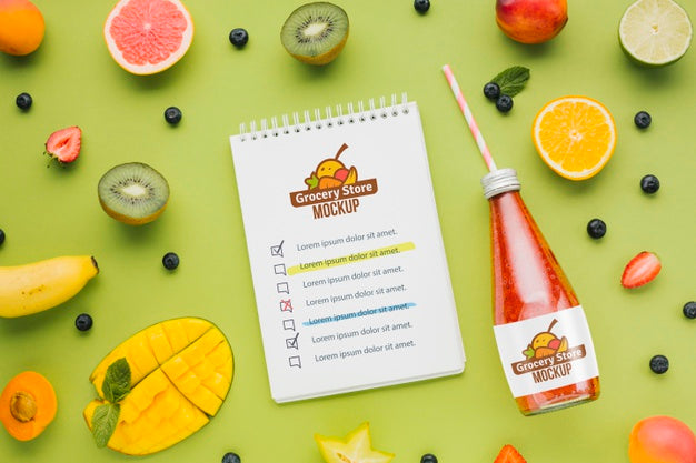 Free Juice And Smoothie Concept Mock-Up Psd