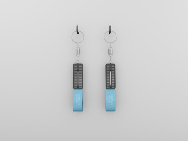 Free Keychains With Metallic Ring Mockup Psd