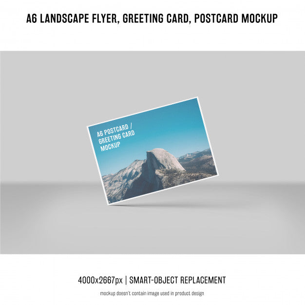 Free Landscape Flyer, Postcard, Greeting Card Mockup Psd